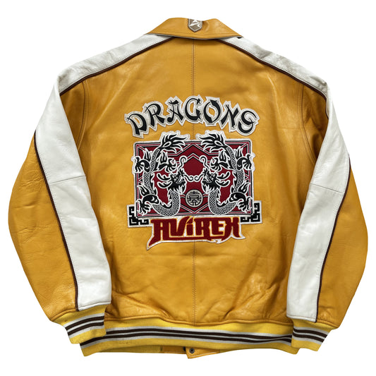 Avirex Twin Dragons Leather Varsity Jacket - L