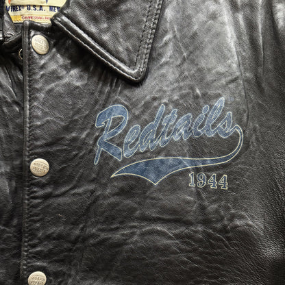 Avirex 'Red Tails' Leather Varsity Jacket - S