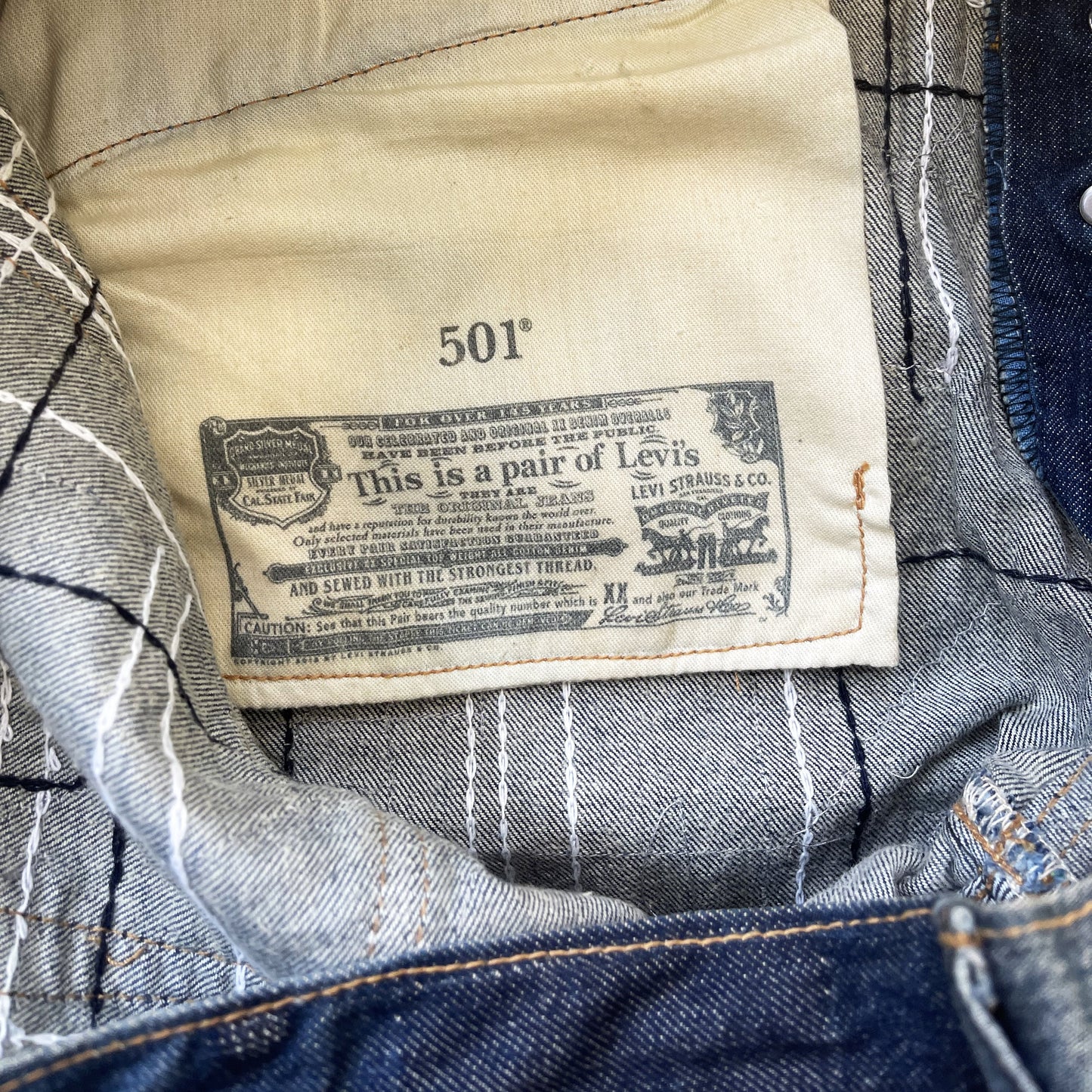 Boro Sashiko Distressed 501 Jeans - W36"