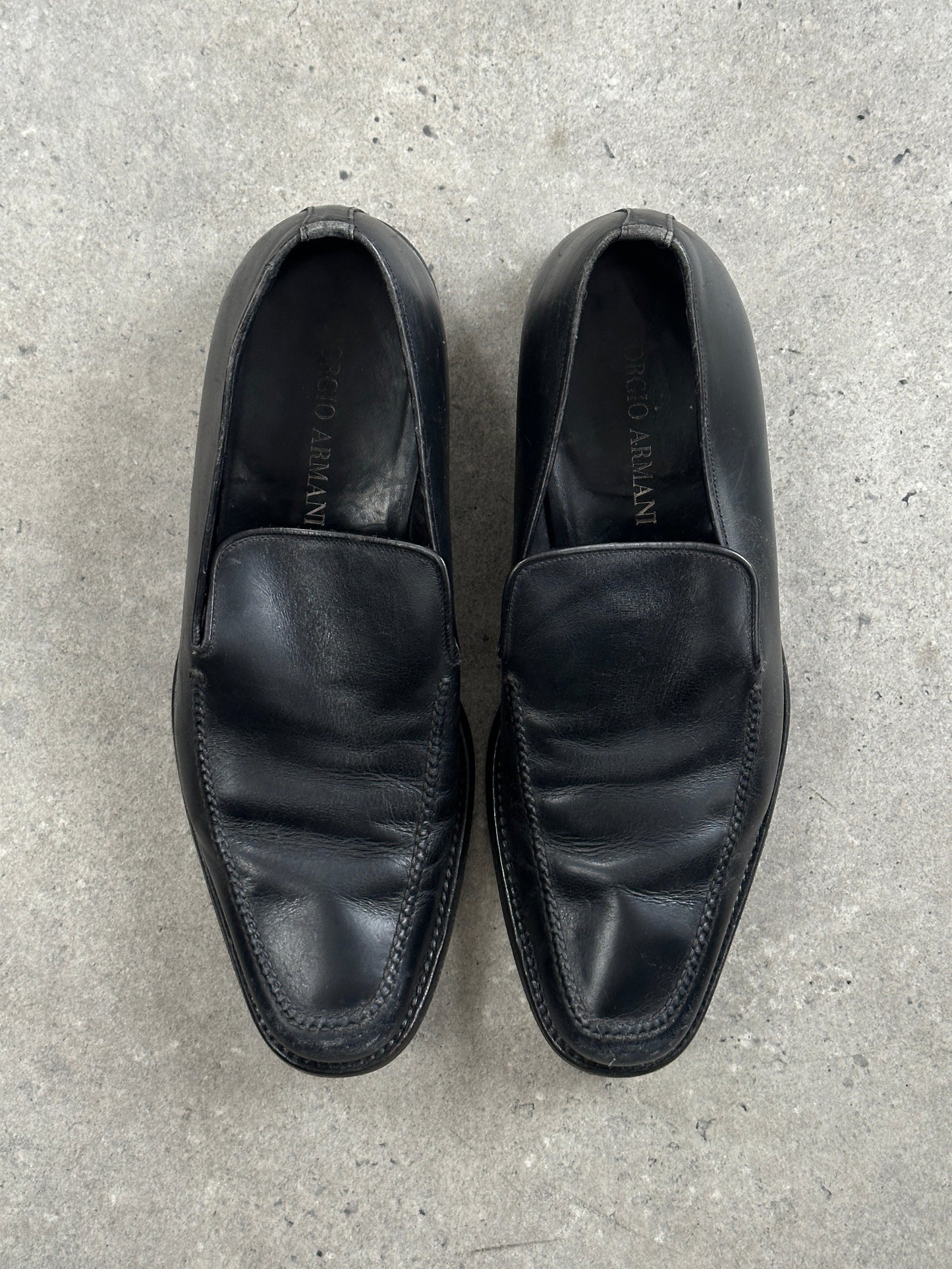 Giorgio Armani 1990s Leather Apron Toe Loafers - UK 7