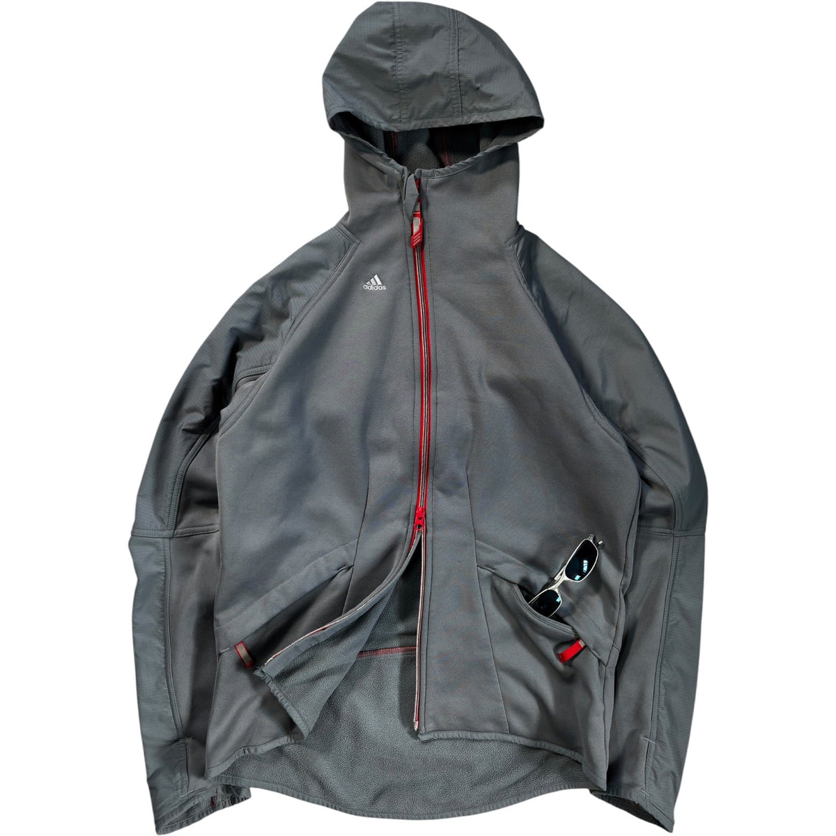 Adidas 2004 Asymmetrical Zip Two Tone Climawarm Hoodie S | Small, Grey