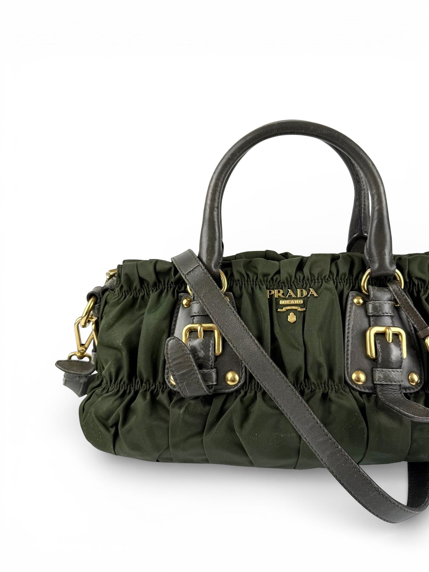 2010s Prada Nylon Tessuto Gaufre 2Way Handbag | O/S, Gold