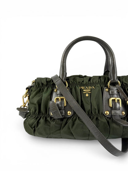 2010s Prada Nylon Tessuto Gaufre 2Way Handbag | O/S, Gold