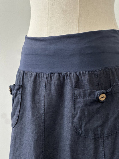 Vintage 1990s Pure Linen Midi Skirt - W30