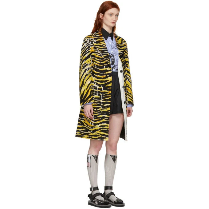 2018 Prada Tiger Stripe Pop Art Jacket Womens Size XL | XL, Yellow, Black, White