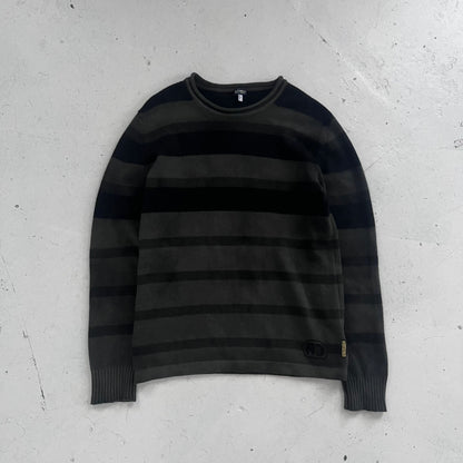 2000s armani jeans striped knit | Striped, Black