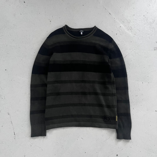 2000s armani jeans striped knit | Striped, Black