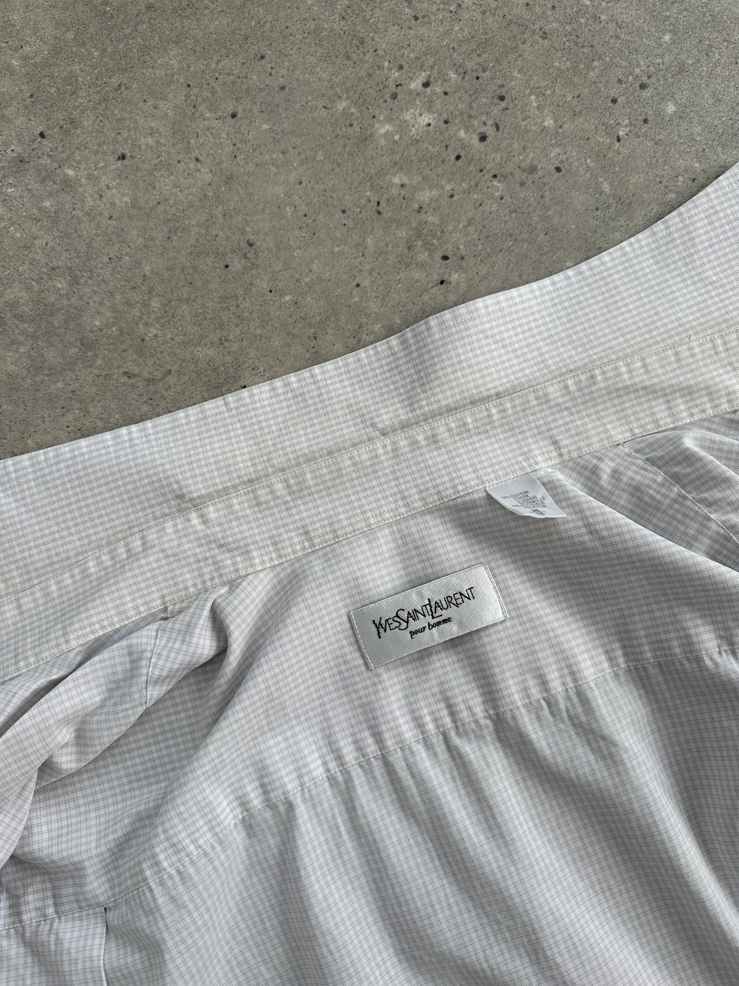 Yves Saint Laurent Pour Homme Cotton Check Short Sleeve Logo Shirt - L