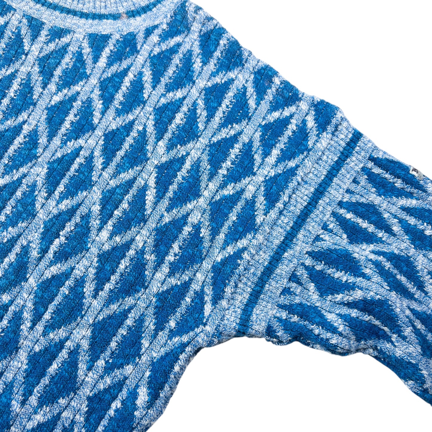 Vintage 80s Hugo Boss Pattern Knit Jumper Size L | Large, Blue