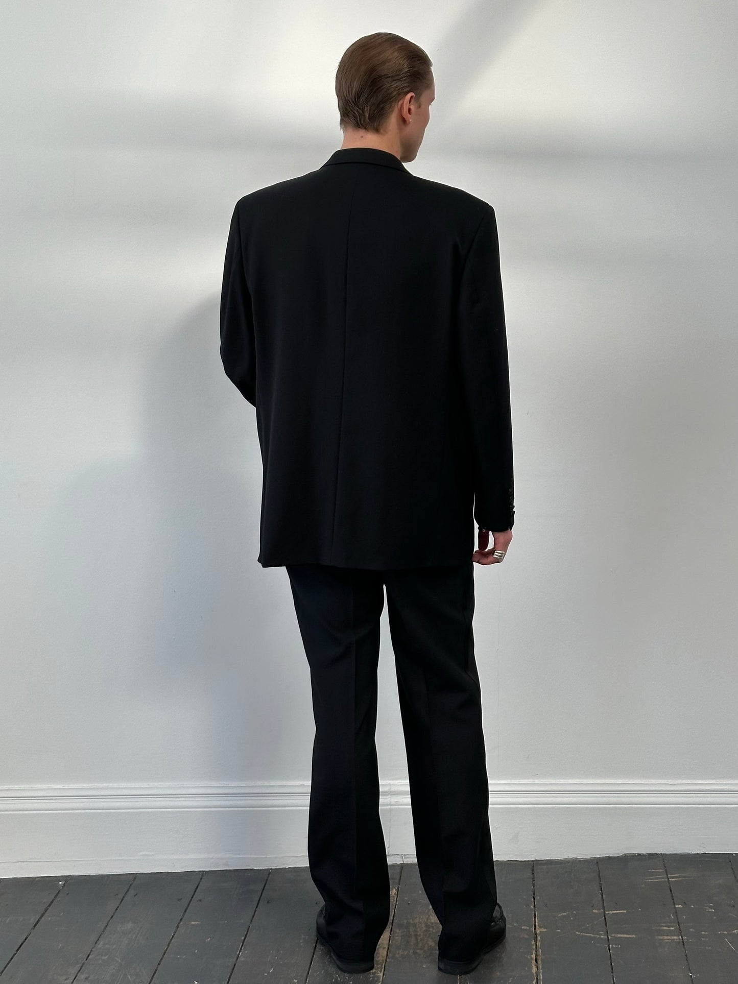 Pierre Cardin 1990s Wool Double Breasted Tuxedo Suit - 46R/W32