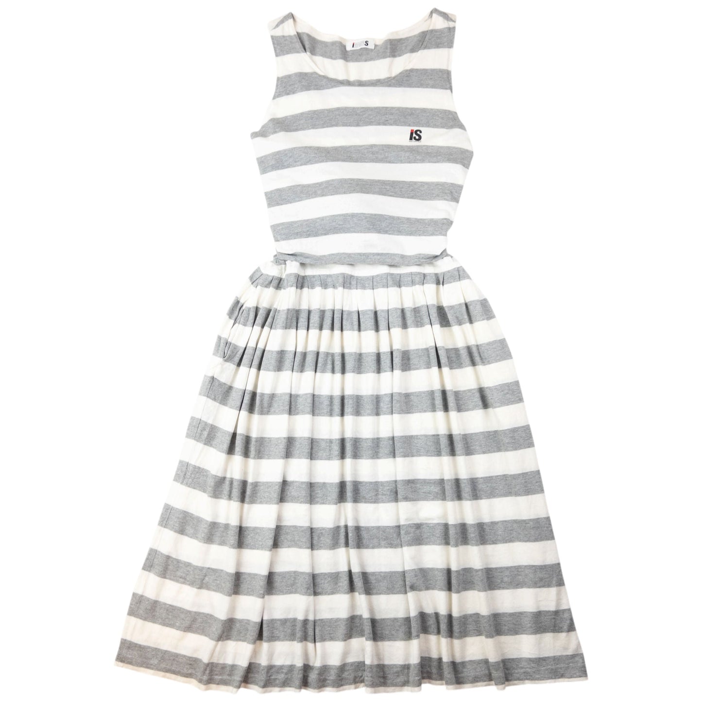 Vintage 80s Issey Miyake I.S. Striped Tie-Back Dress Womens Size L | Large, Multicoloured