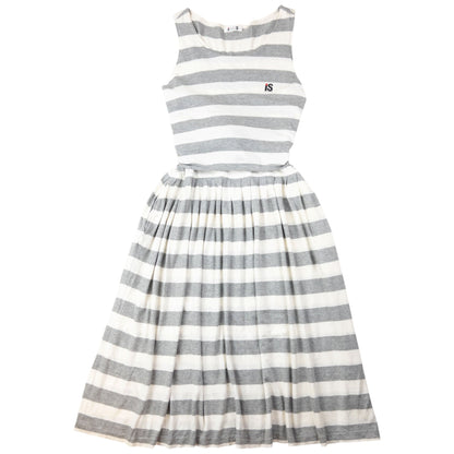 Vintage 80s Issey Miyake I.S. Striped Tie-Back Dress Womens Size L | Large, Multicoloured