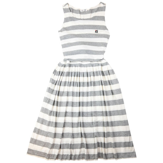 Vintage 80s Issey Miyake I.S. Striped Tie-Back Dress Womens Size L | Large, Multicoloured