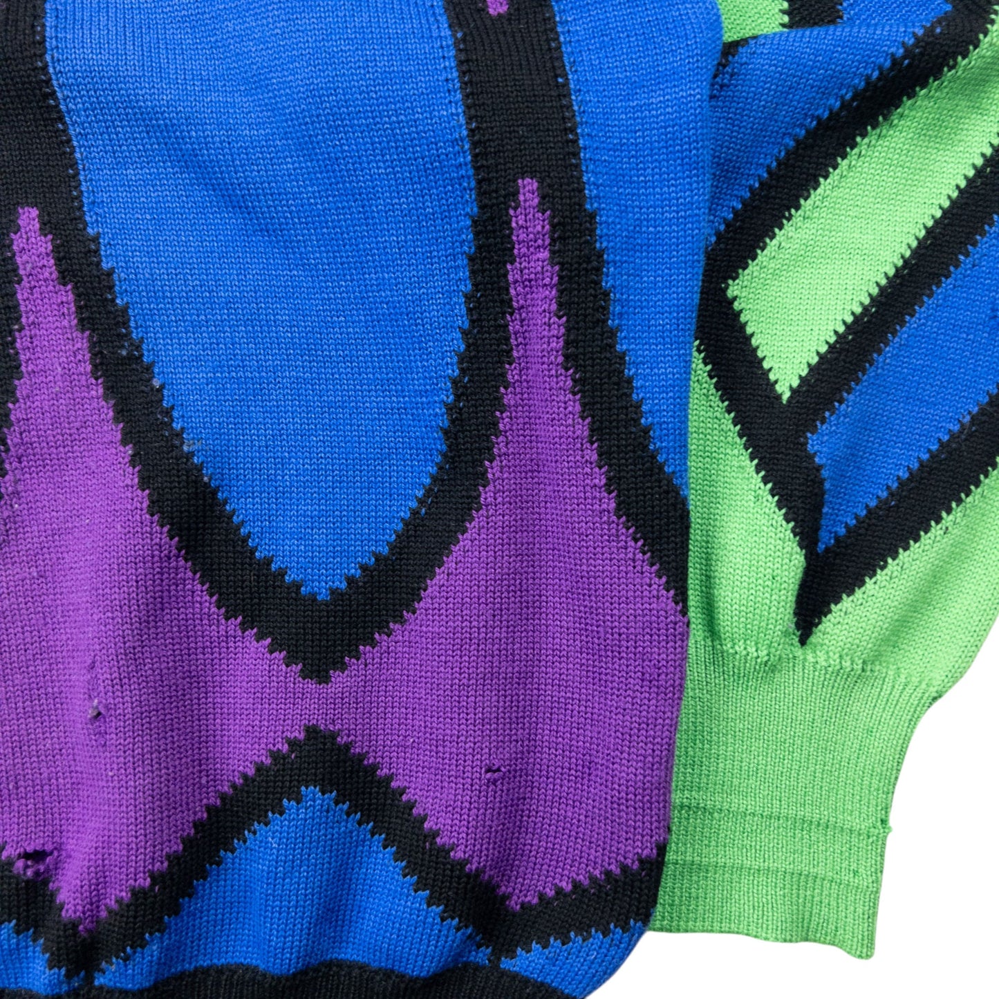 Vintage 80s Gianni Versace Wool Jumper Size M | Medium, Blue, Purple, Green, Black