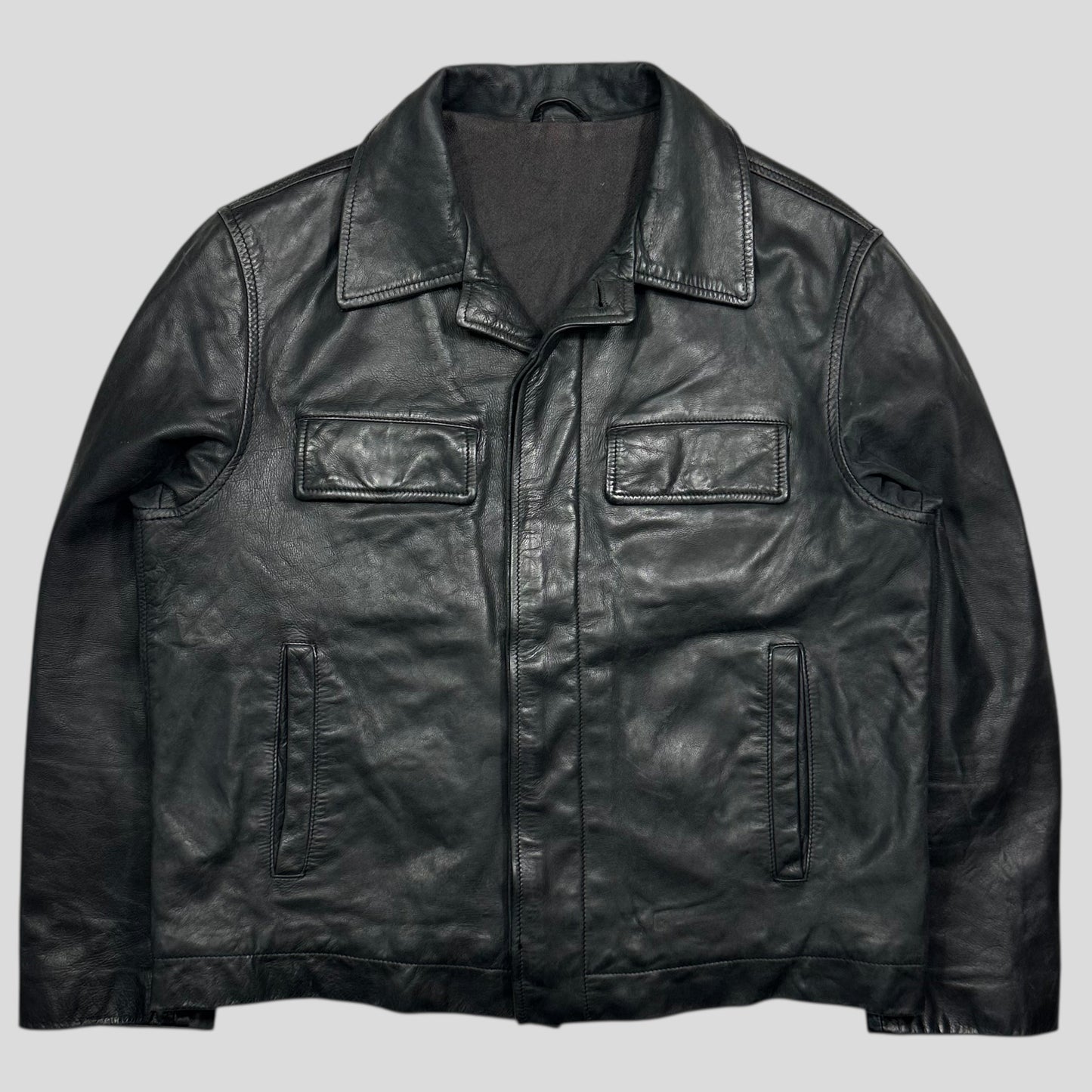 Iceberg 90’s Wool Lined Leather Harrington Work Jacket - L