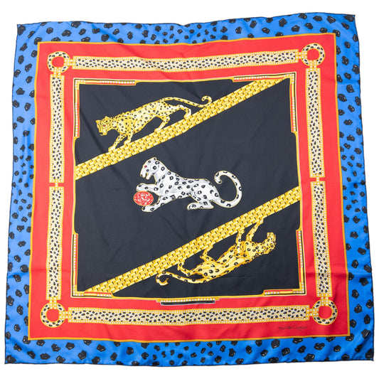 Vintage 90s Cartier Panther Print Silk Scarf | O/S, Mixed