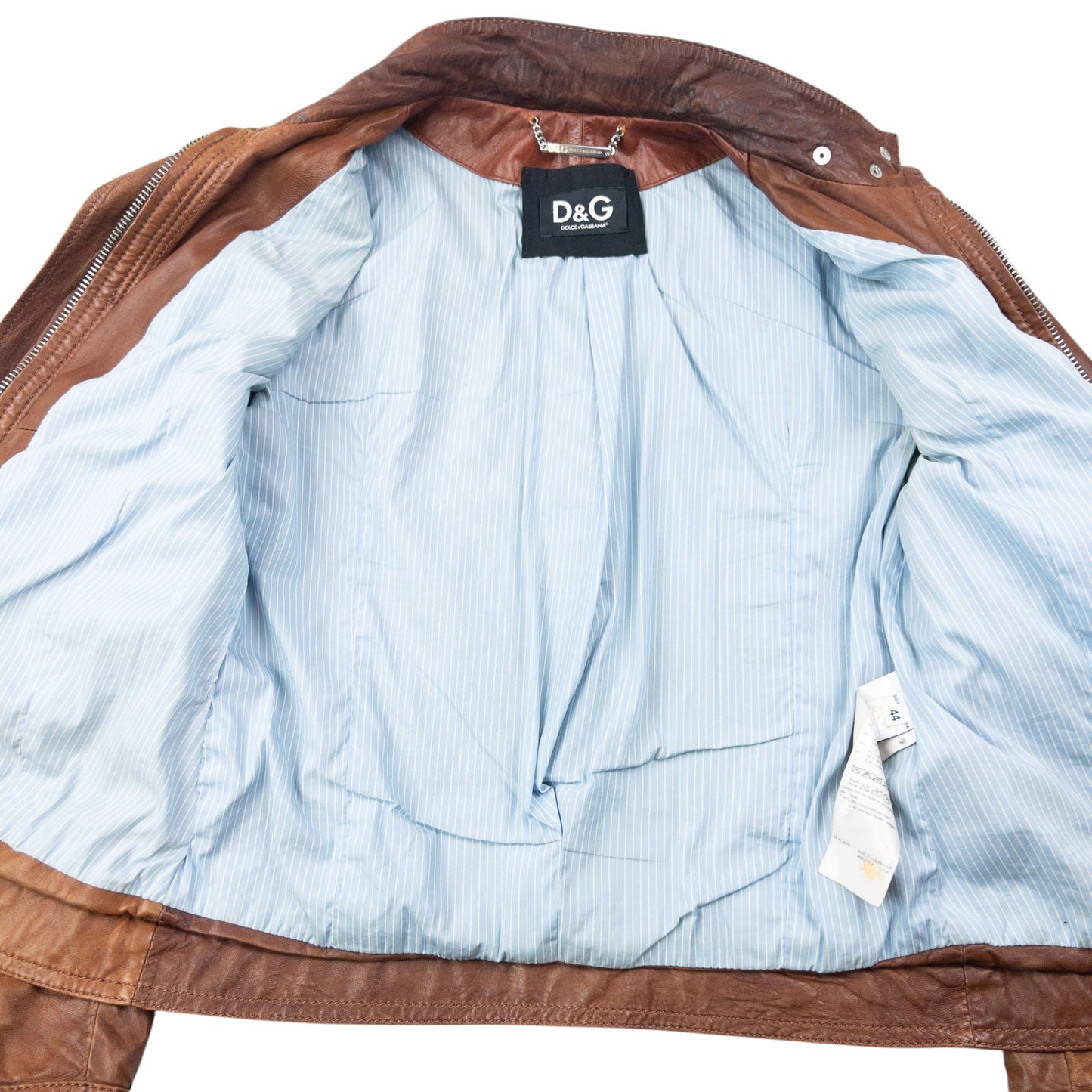 Vintage 2000s Dolce & Gabbana Zip Up Leather Jacket Womens Size S | Medium, Brown