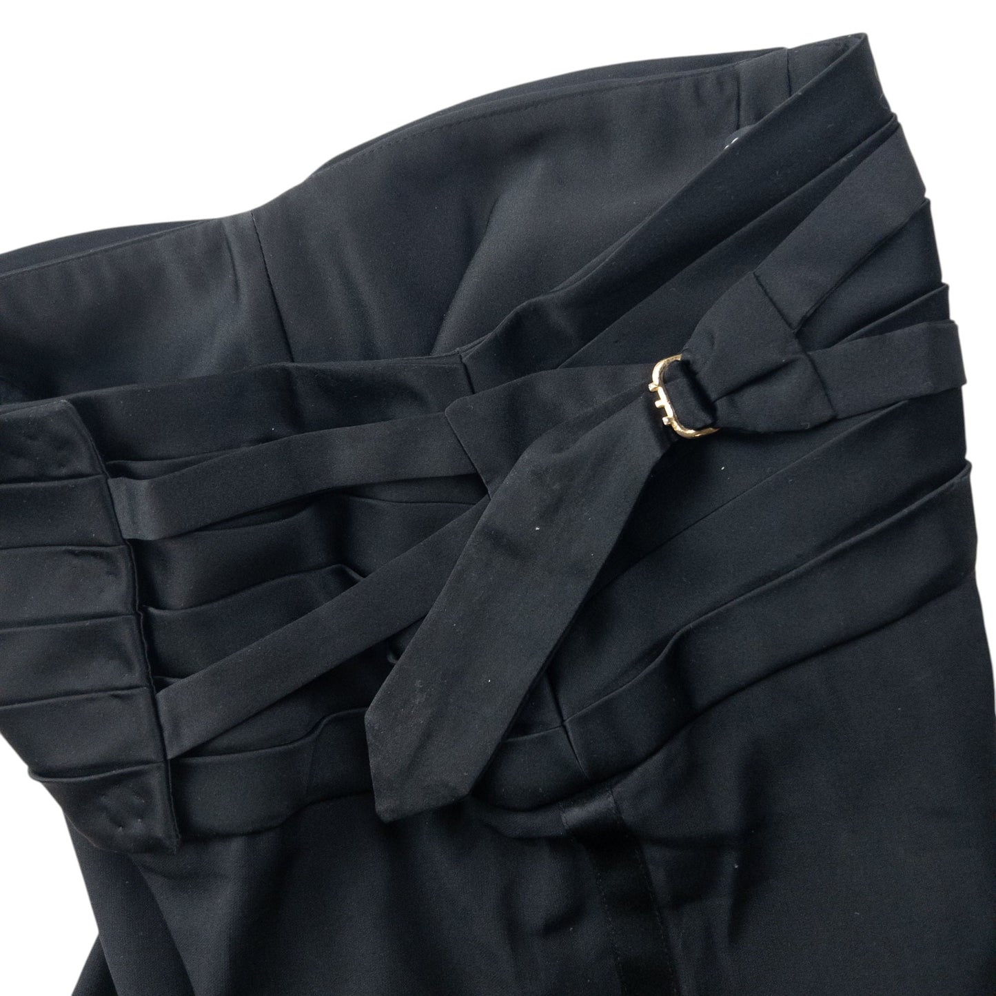 Vintage 2000s Dolce & Gabbana Cummerbund Waist Wide Leg Trousers Size W30 | W30, Black