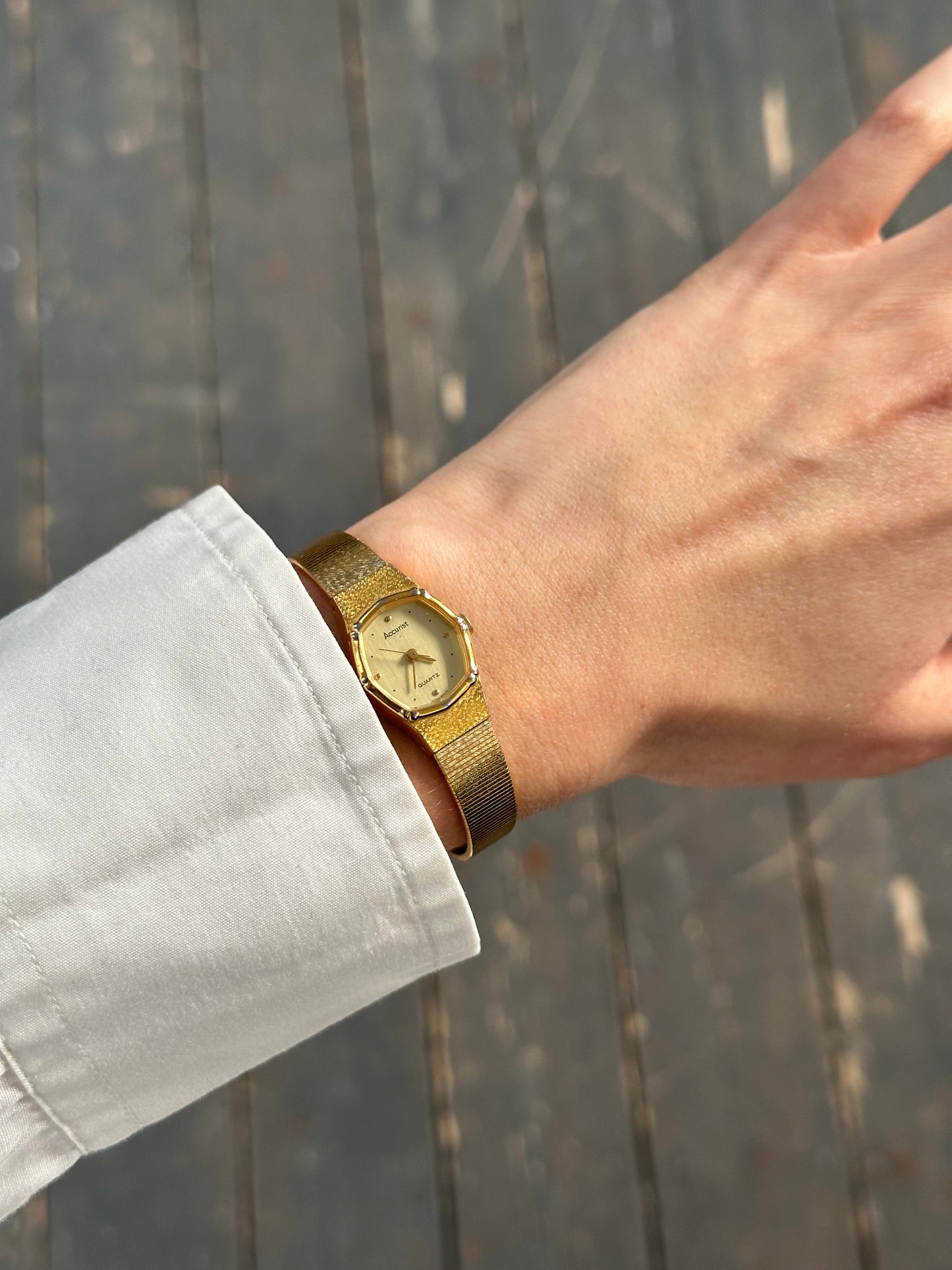 Accurist 1990s Gold Tone Octagonal Quartz Watch