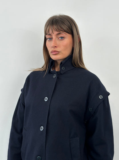 Italian Vintage 1990s Wool Detachable Sleeve Jacket - L/XL