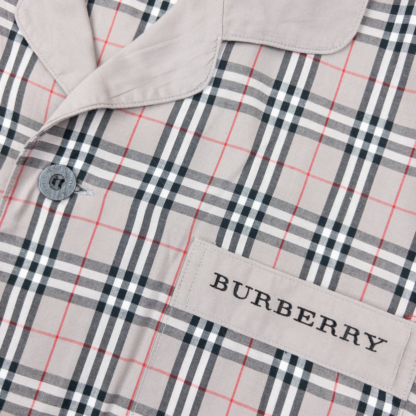 Vintage 2000s Burberry Nova Check Long Sleeve Button Up Pyjama Shirt Size L | Large, Grey
