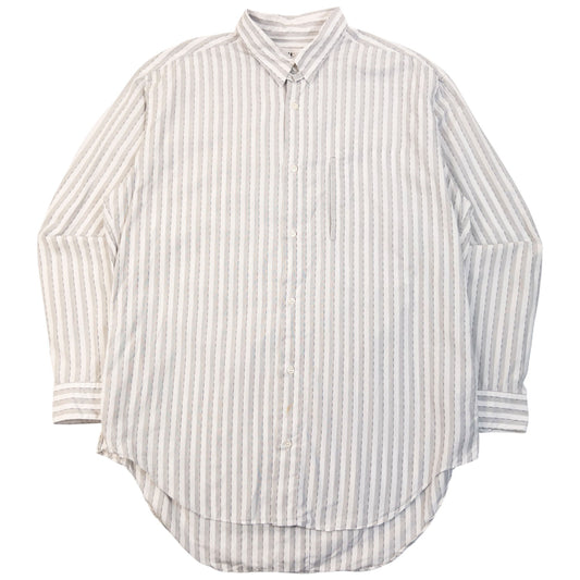 Vintage 90s Issey Miyake Striped Long Sleeve Button Up Shirt Size L | Large, Grey