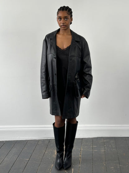 Conbipel 1990s Leather Trench Coat - XL