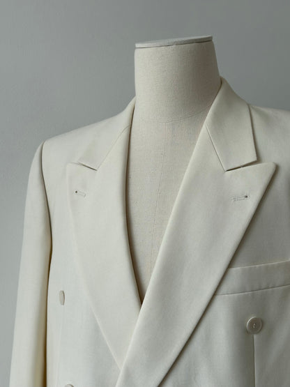Vintage1990s Pure Wool Double Breasted Tuxedo Blazer - 46R