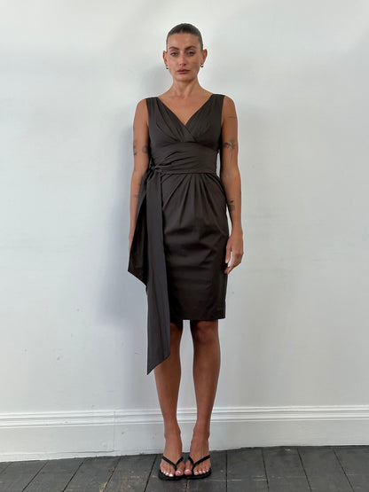 Max Mara Cotton Pleated Wrap Midi Dress - XS