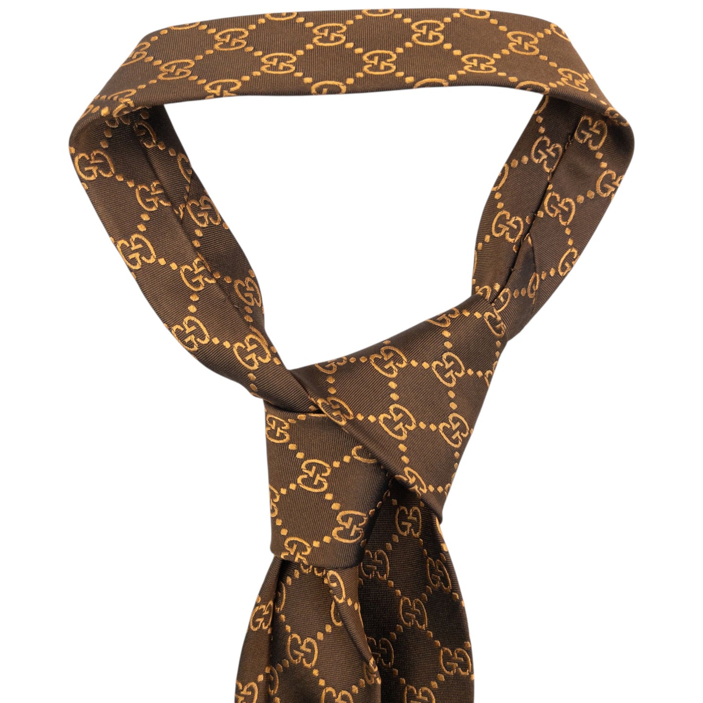 Vintage 2000s Gucci Monogram Silk Tie | O/S, Brown