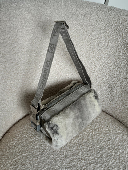 Vintage 2005/2006 Chanel Sport Lapin Fur Mini Duffle Shoulder Bag | O/S, Grey