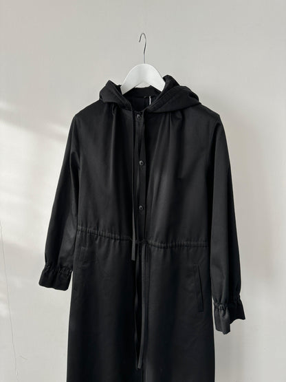 Vintage Cotton Tie Waist Hooded Trench Coat - S - Known Source