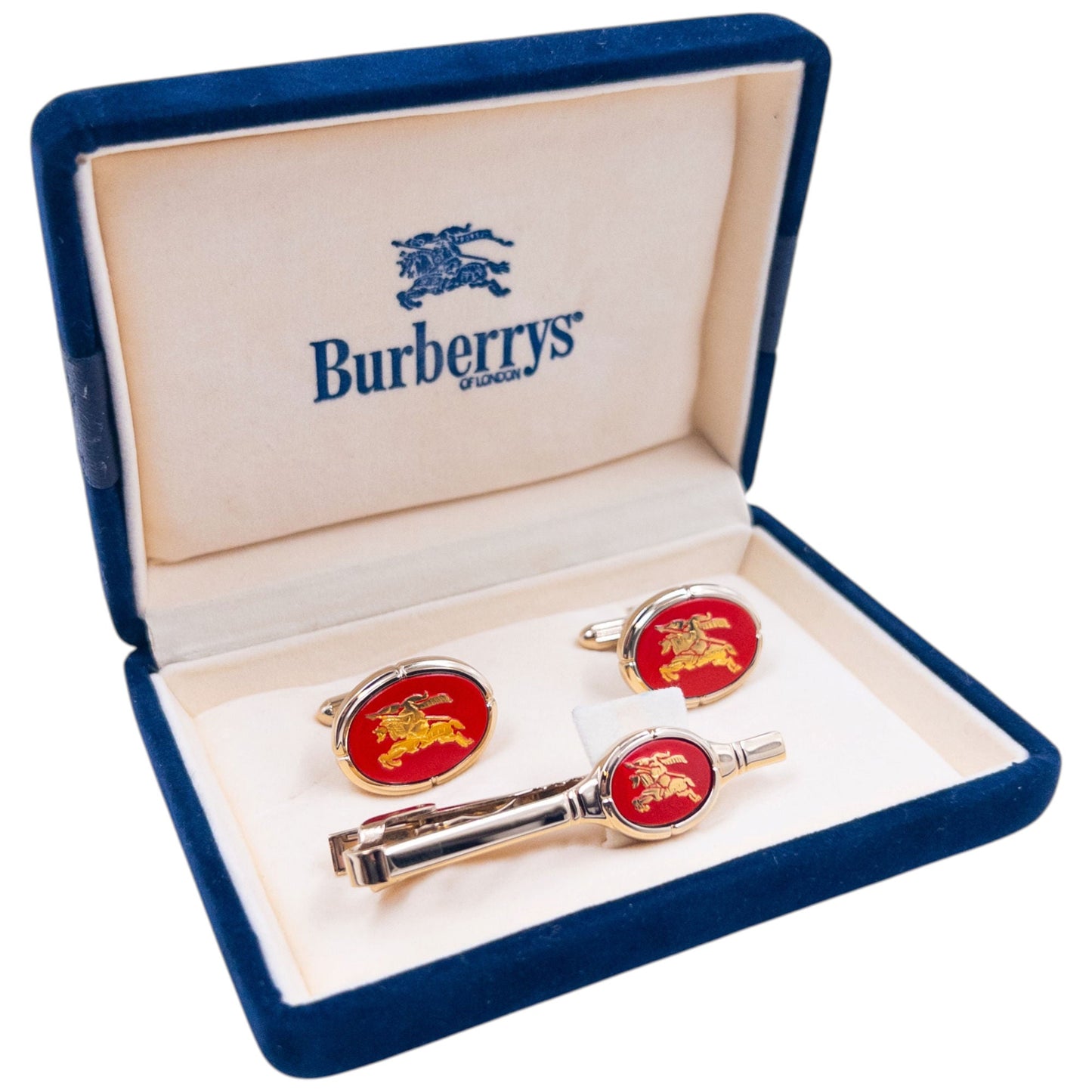 Vintage 90s Burberry Cufflinks & Tie Clip Set | O/S, Gold