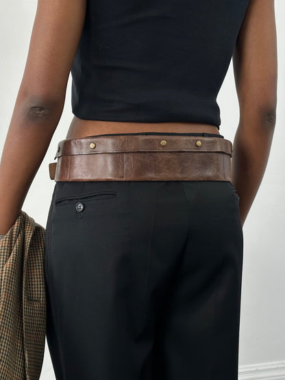 DKNY Jeans 2000s Leather Chunky Utility Belt Bag - W31-33