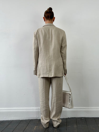 Italian Vintage Single Breasted Pure Linen Blend Suit - 42R/W34