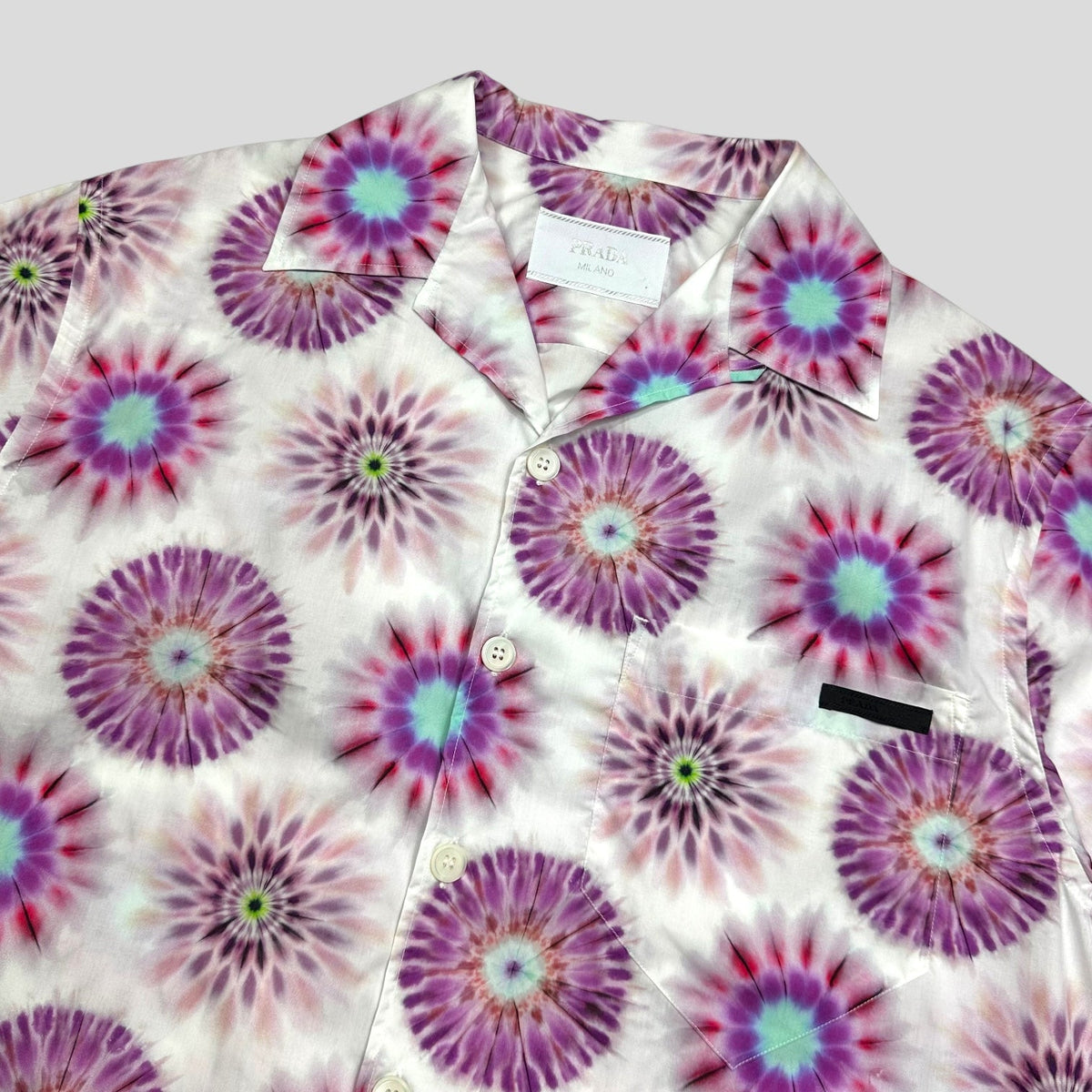 Prada SS19 Kaleidoscope Tie-Dye Boxy Cuban Shirt - M/L | Medium, Multicoloured