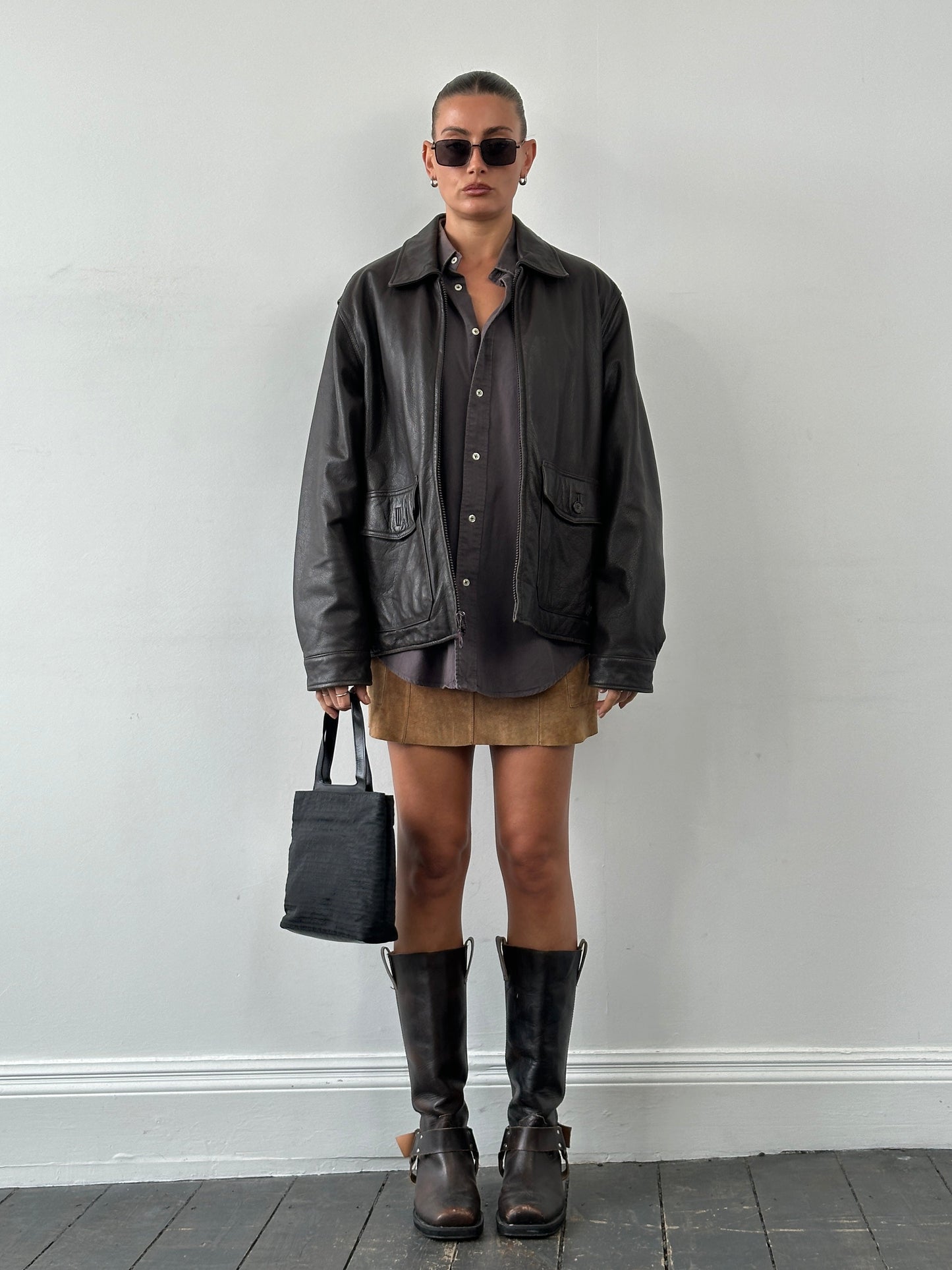 Vintage Boxy Leather Jacket - L