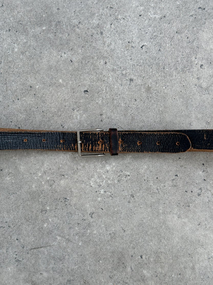 Vintage 1990s Distressed Leather Slim Belt - W32-40