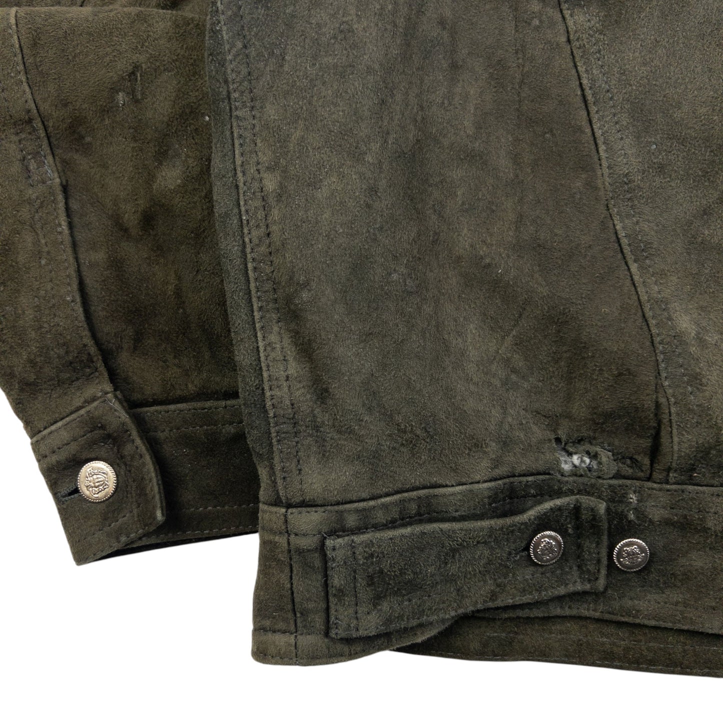 Vintage 2000s Versace Jeans Couture Button Up Suede Jacket Size XL | XL, Green