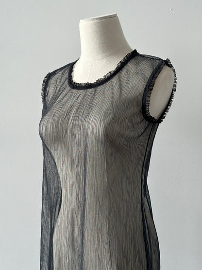 Vintage 2000s Sheer Sleeveless Midi Dress - S-M