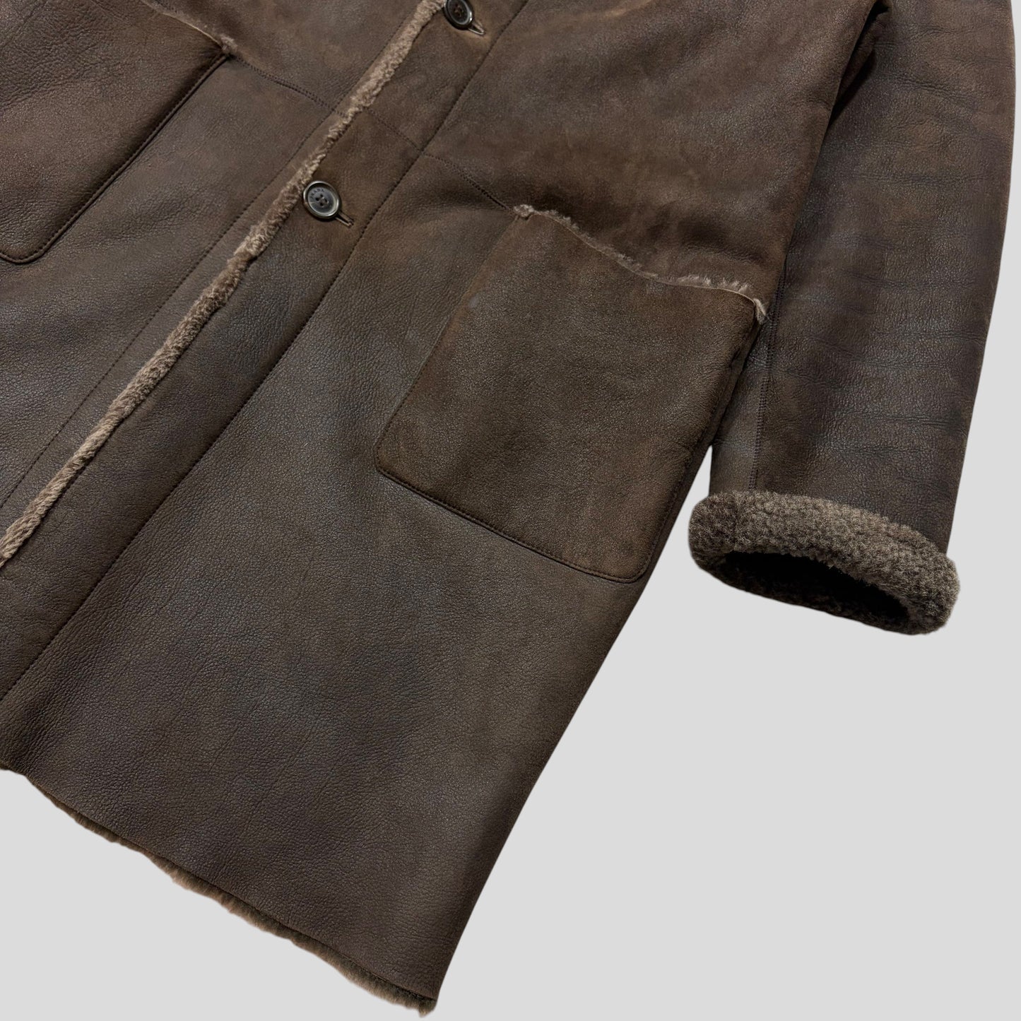 Prada Milano AW03 Shearling Sheepskin Leather Full Length Coat - M | Default Title, Brown