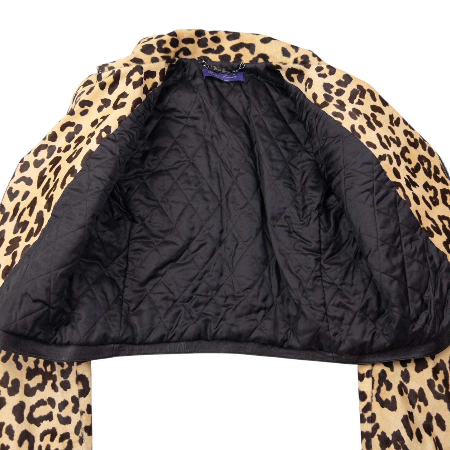 Vintage Ralph Lauren Purple Label Cropped Leopard Print Jacket Womens Size M