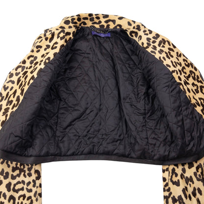 Vintage Ralph Lauren Purple Label Cropped Leopard Print Jacket Womens Size M