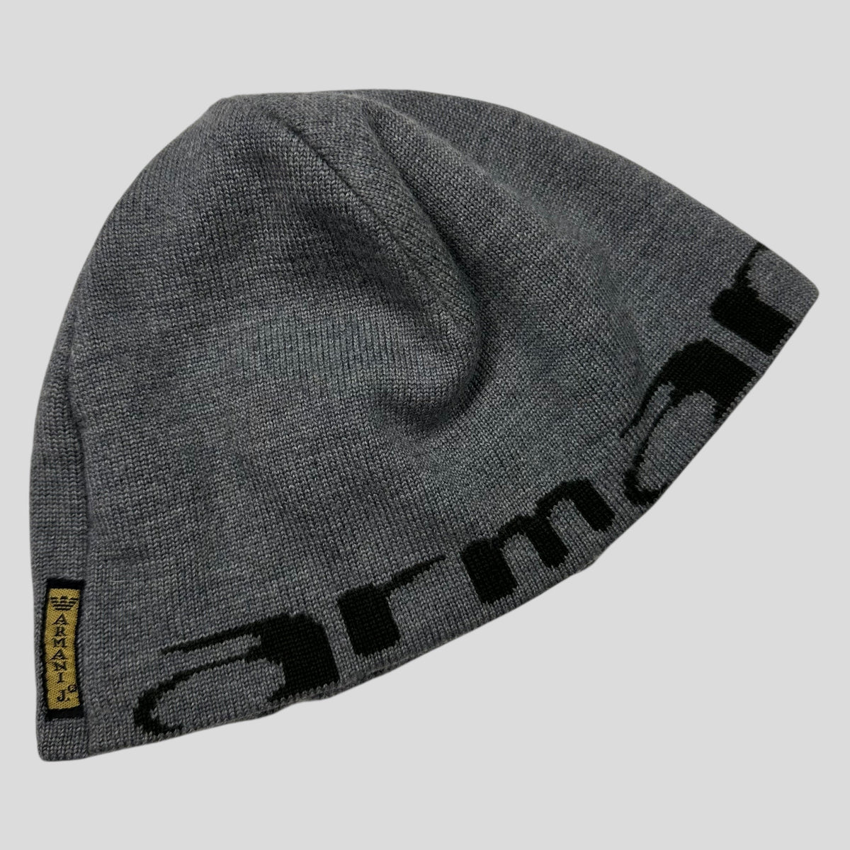 Armani Jeans 00’s Animal Rip Spellout Wool Beanie - S/M | O/S, Grey