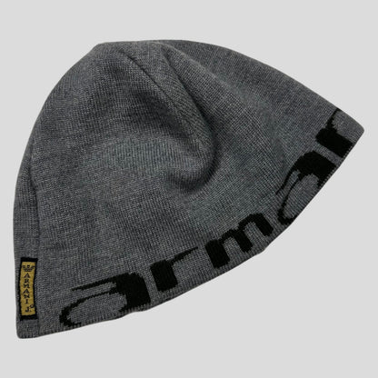 Armani Jeans 00’s Animal Rip Spellout Wool Beanie - S/M | Default Title, Grey and Black