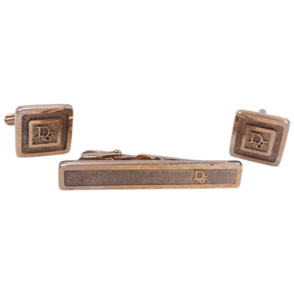 Vintage Dior Embossed Cufflinks & Tie Clip Set