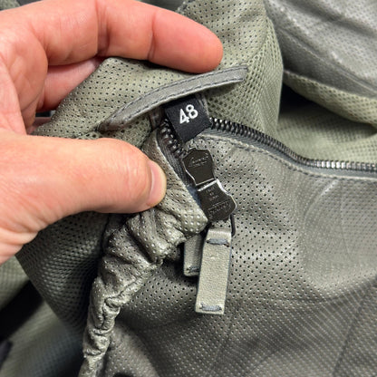 Giorgio Armani 2010 Perforated Leather Grid Bomber Jacket - IT48 (M) | Grey