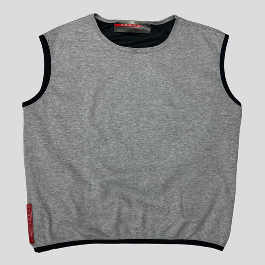 Prada Sport SS99 Dual Layer Mesh Lined Cropped Sport Vest - M | Default Title, Grey