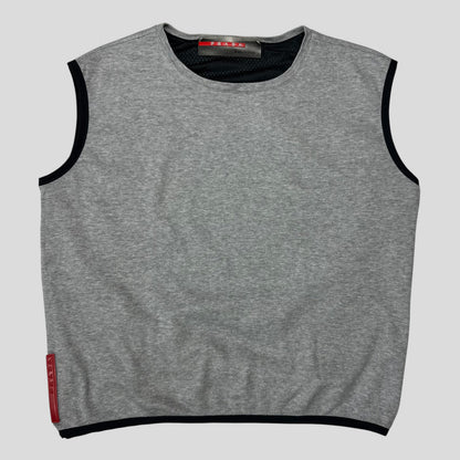 Prada Sport SS99 Dual Layer Mesh Lined Cropped Sport Vest - M | Default Title, Grey