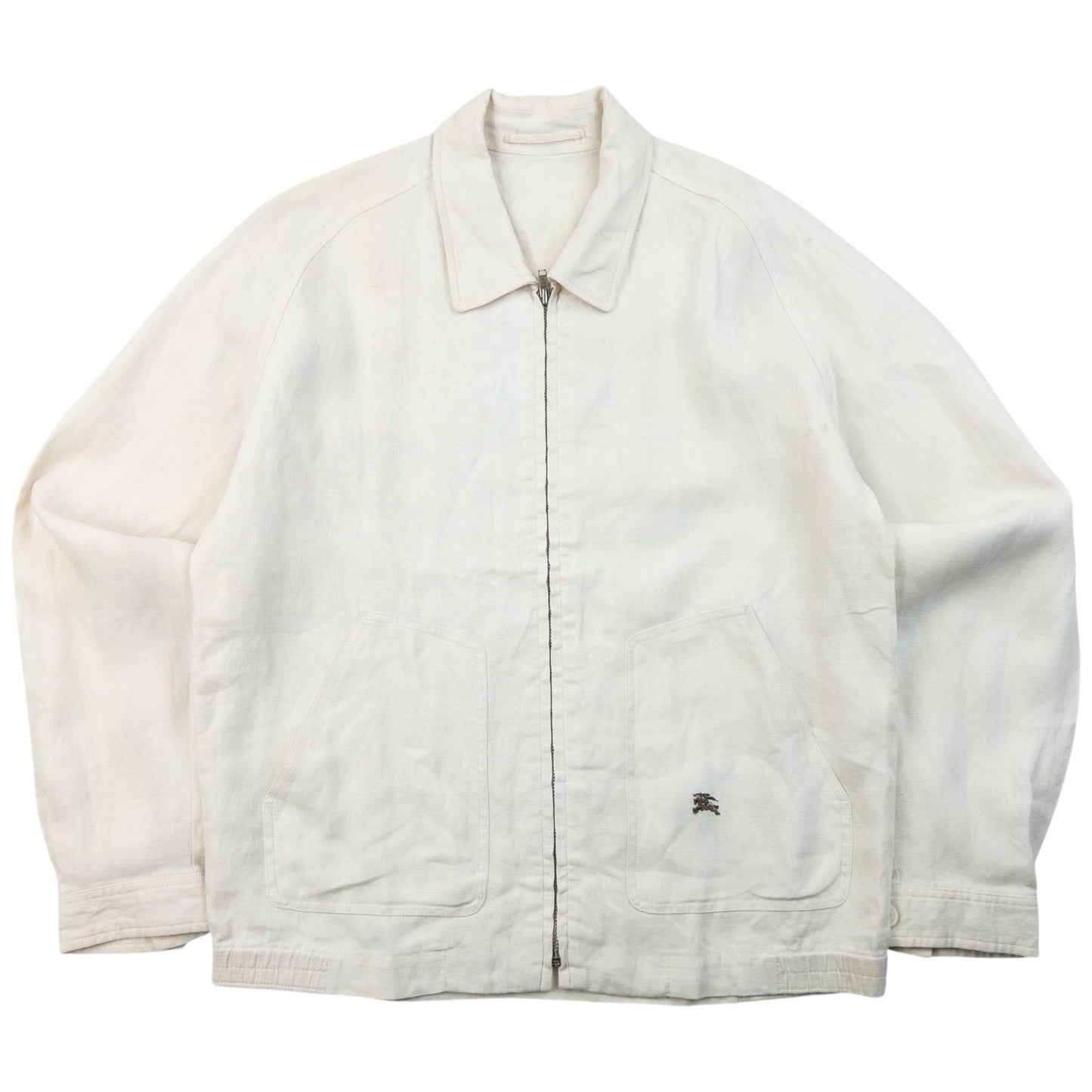 Vintage 90s Burberry Zip Up Linen Jacket Womens Size S | Small, Cream